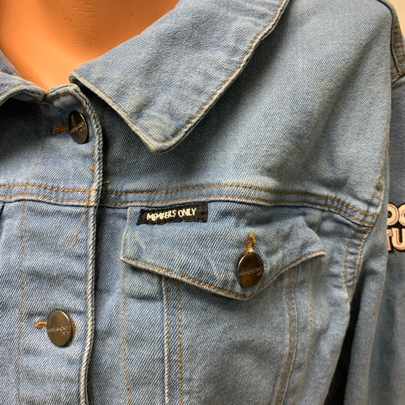 Looney Tunes Adult's Members Only Jean Jacket Sylvester tweety bird cropped 2X - Picture 10 of 16